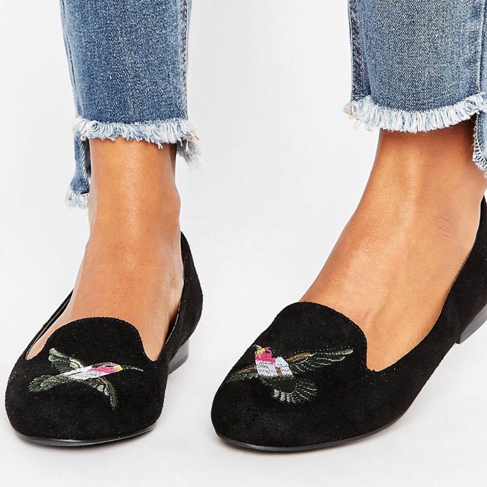 ASOS MERLOT Embroidered Loafer Flats
